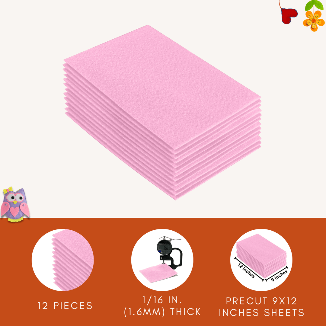 Acrylic Felt 9"X12" Sheet Packs | Baby Pink - FabricLA.com