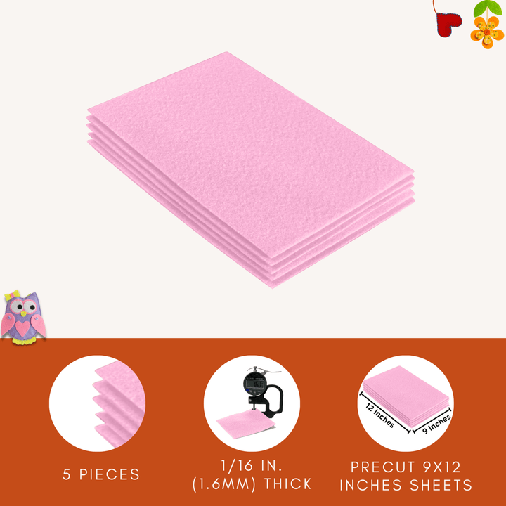 Acrylic Felt 9"X12" Sheet Packs | Baby Pink - FabricLA.com