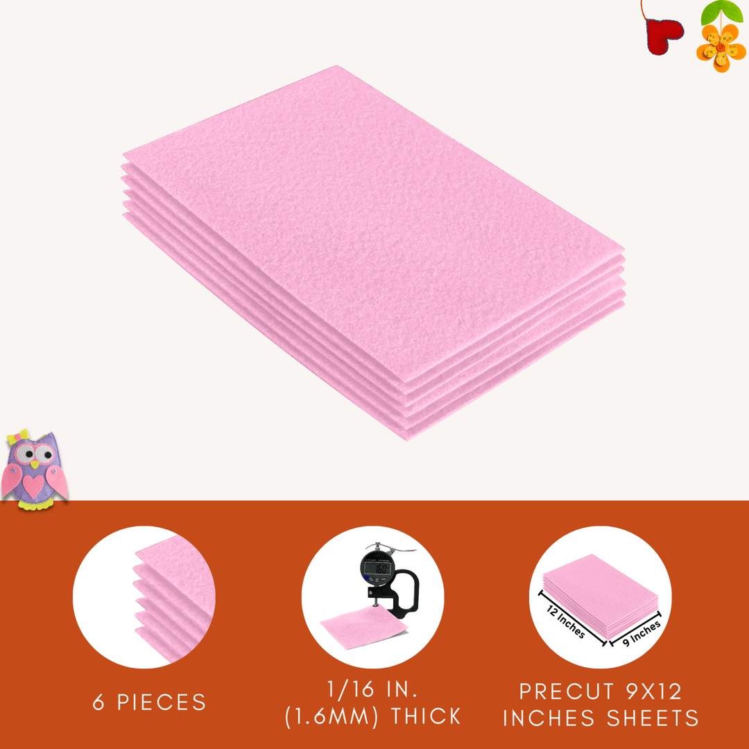 Acrylic Felt 9"X12" Sheet Packs | Baby Pink - FabricLA.com