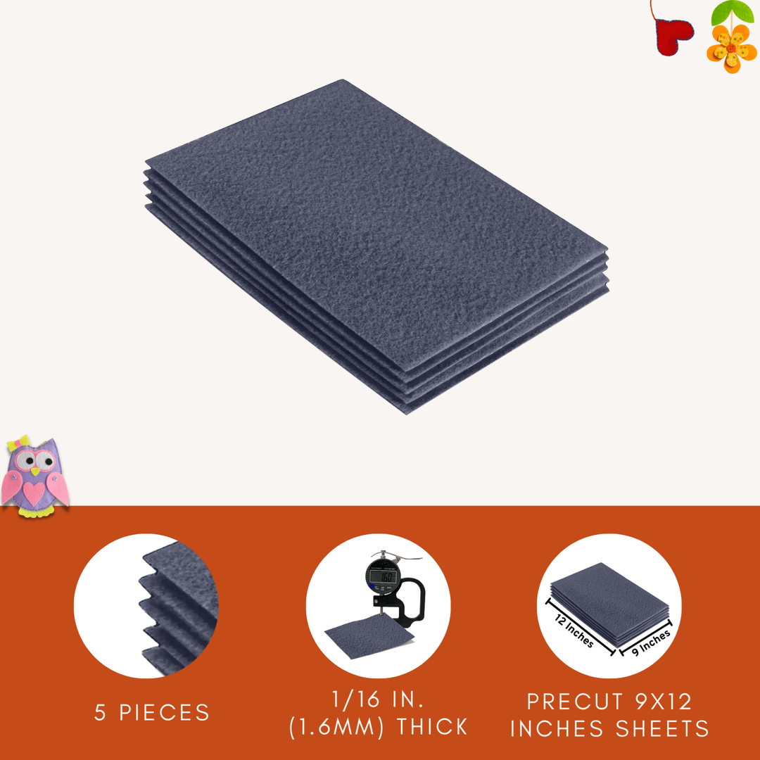 Acrylic Felt 9"X12" Sheet Packs | Heather Gray - FabricLA.com