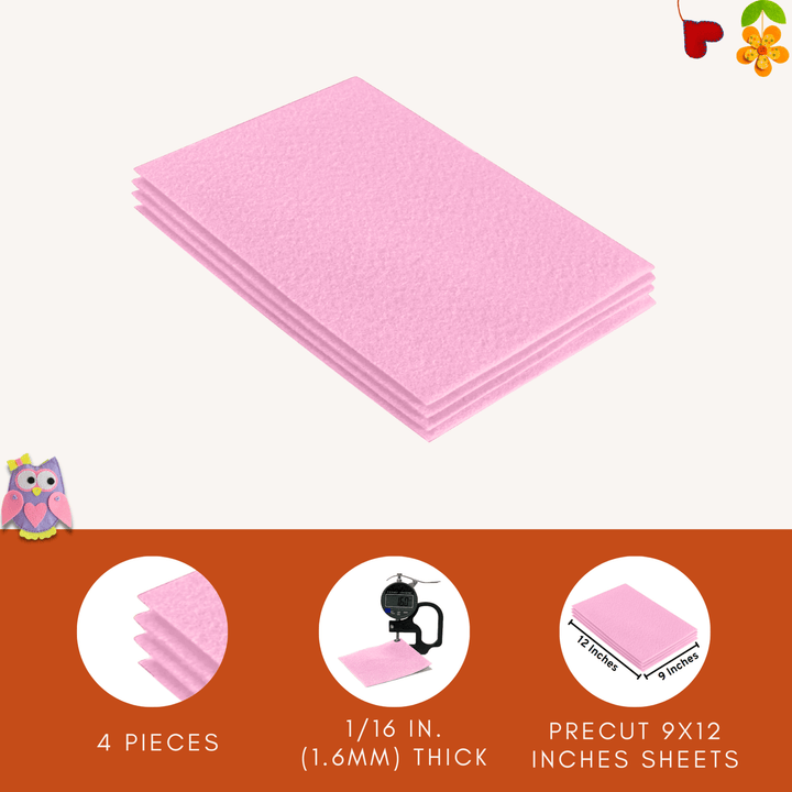 Acrylic Felt 9"X12" Sheet Packs | Baby Pink - FabricLA.com