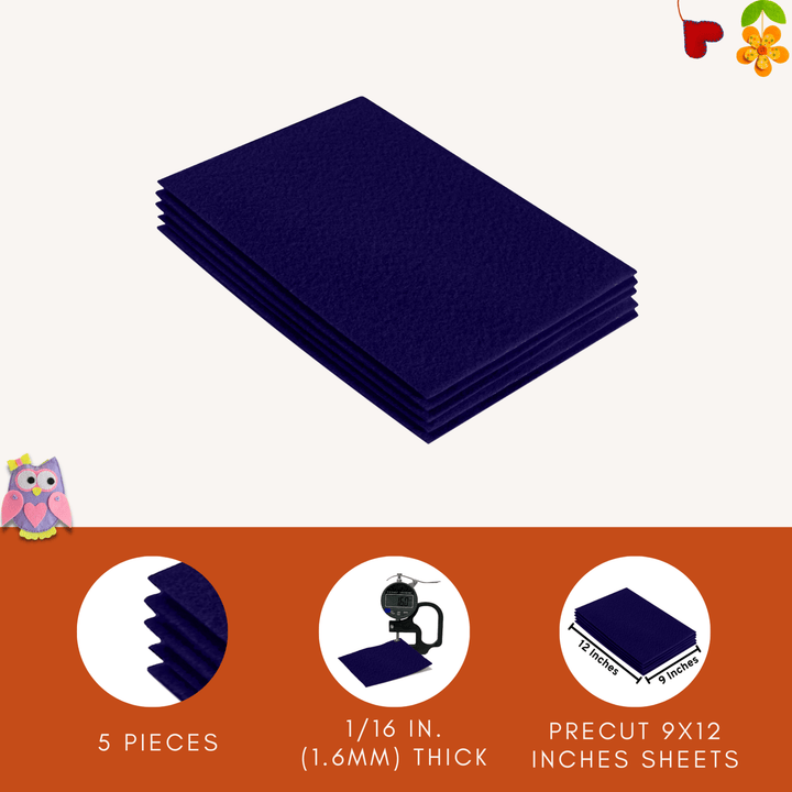 Acrylic Felt 9"X12" Sheet Packs | Navy Blue - FabricLA.com