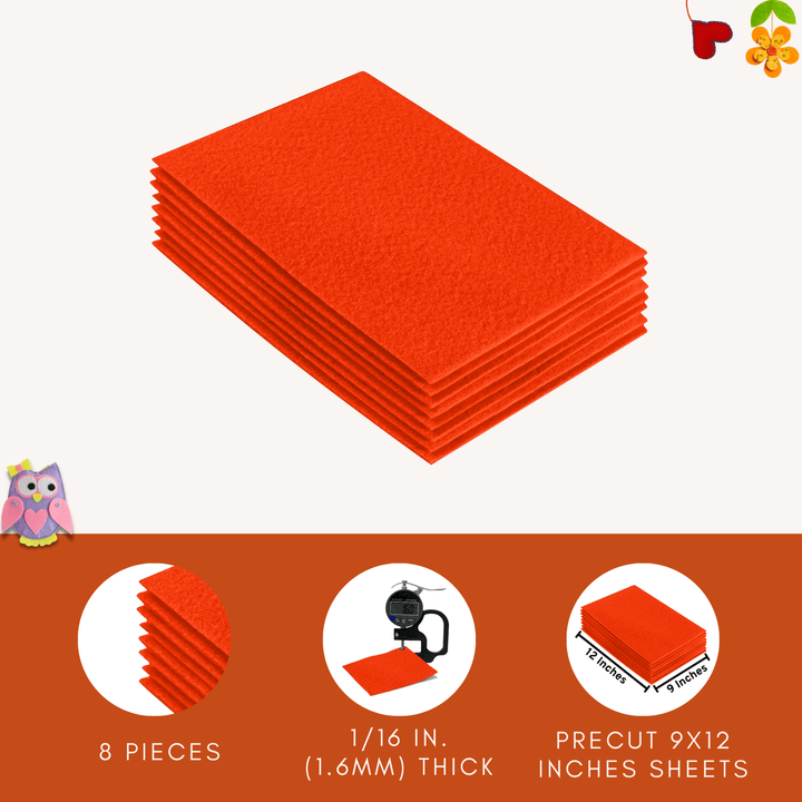 Acrylic Felt 9"X12" Sheet Packs | Neon Orange - FabricLA.com