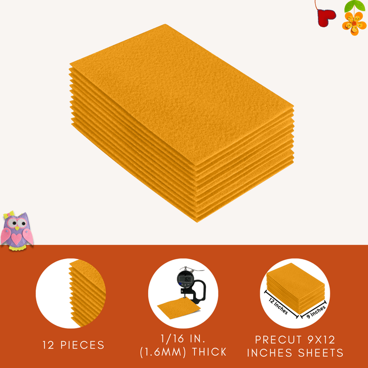 Acrylic Felt 9"X12" Sheet Packs | Gold - FabricLA.com