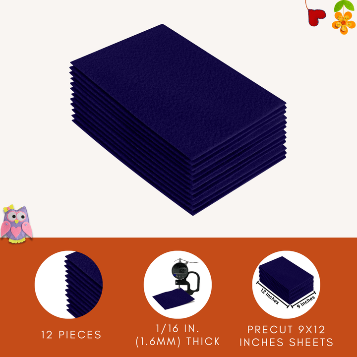 Acrylic Felt 9"X12" Sheet Packs | Navy Blue - FabricLA.com