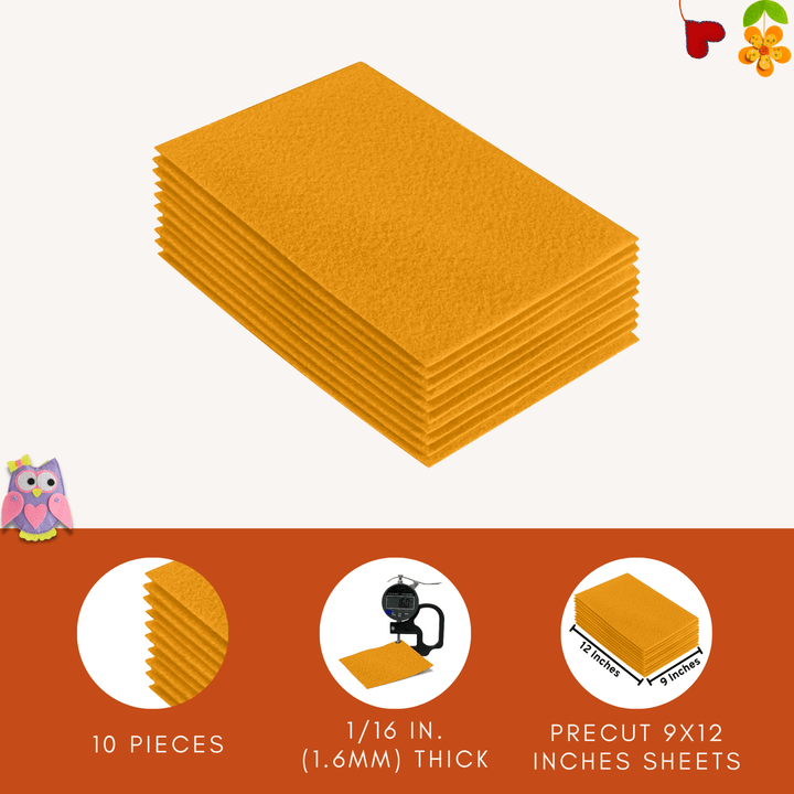 Acrylic Felt 9"X12" Sheet Packs | Gold - FabricLA.com