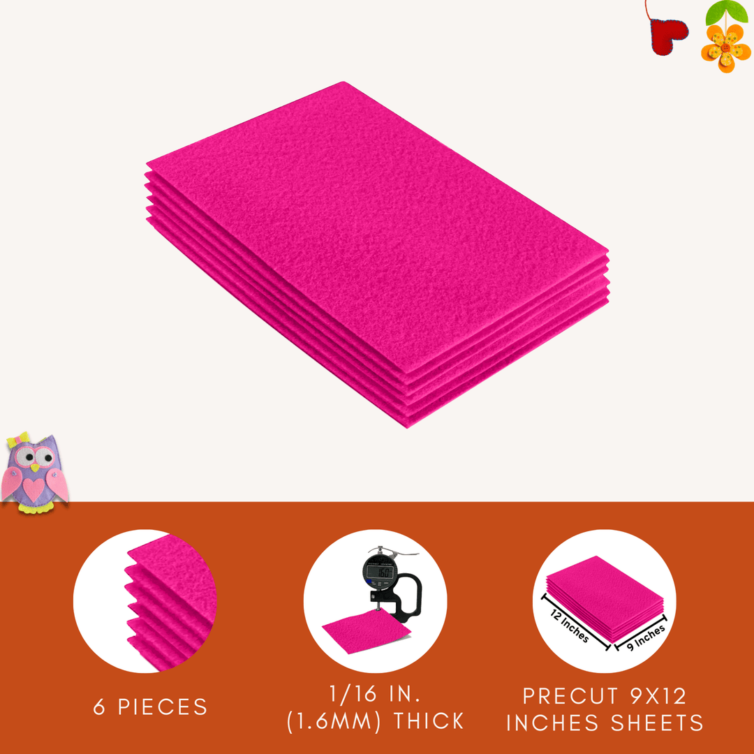 Acrylic Felt 9"X12" Sheet Packs | Neon Pink - FabricLA.com