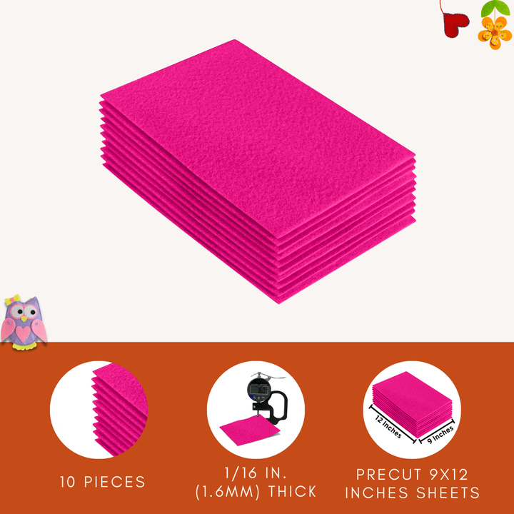 Acrylic Felt 9"X12" Sheet Packs | Neon Pink - FabricLA.com