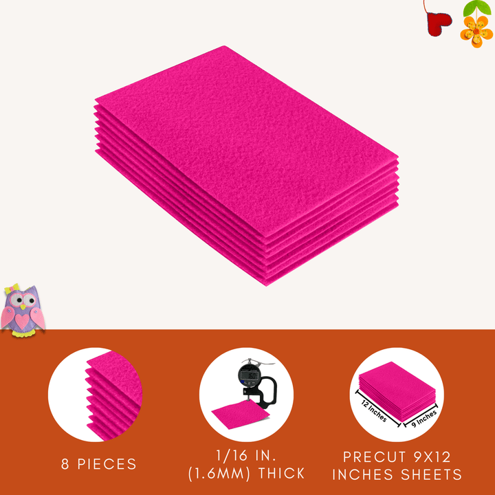 Acrylic Felt 9"X12" Sheet Packs | Neon Pink - FabricLA.com