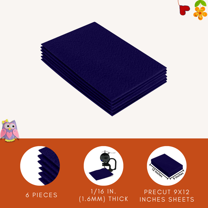 Acrylic Felt 9"X12" Sheet Packs | Navy Blue - FabricLA.com