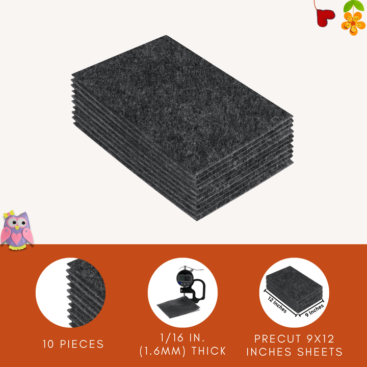 Acrylic Felt 9"X12" Sheet Packs | Charcoal - FabricLA.com