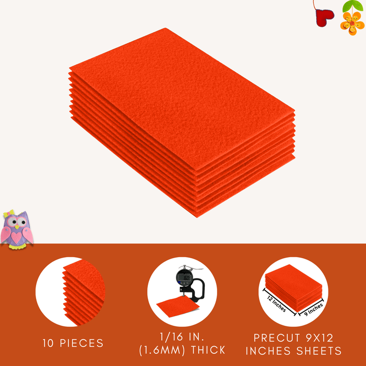 Acrylic Felt 9"X12" Sheet Packs | Neon Orange - FabricLA.com