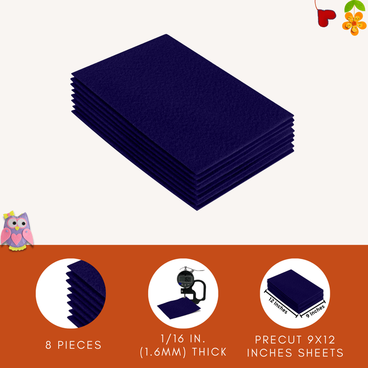 Acrylic Felt 9"X12" Sheet Packs | Navy Blue - FabricLA.com