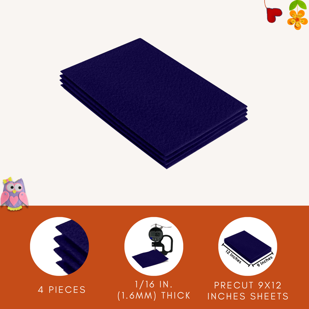 Acrylic Felt 9"X12" Sheet Packs | Navy Blue - FabricLA.com