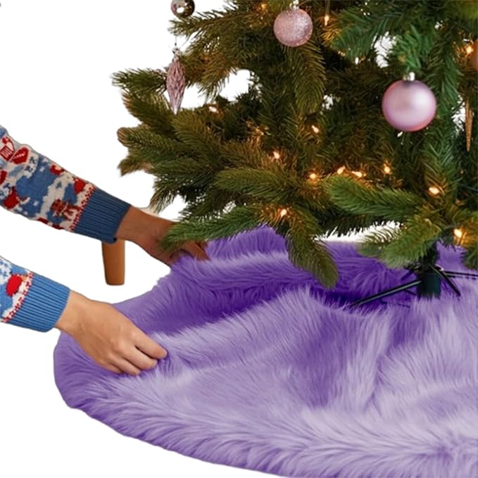 Falda de árbol de Navidad de piel sintética de primera calidad - 40 pulgadas | Decoraciones navideñas de lujo