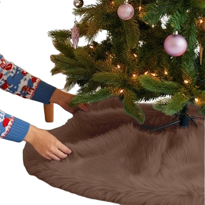 Falda de árbol de Navidad de piel sintética de primera calidad - 40 pulgadas | Decoraciones navideñas de lujo