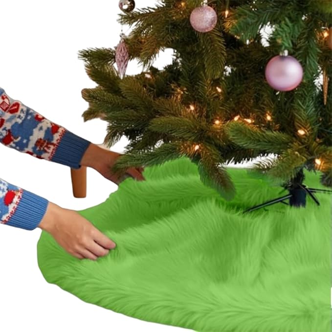Falda de árbol de Navidad de piel sintética de primera calidad - 48 pulgadas | Decoraciones navideñas de lujo