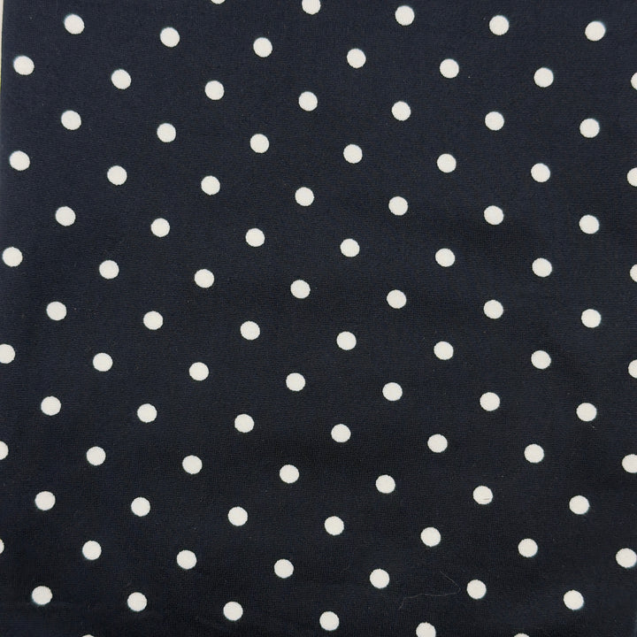 DTY Polka Dot Fabric – 60" Wide, Stretch Knit Fabric (Burgundy & Navy)