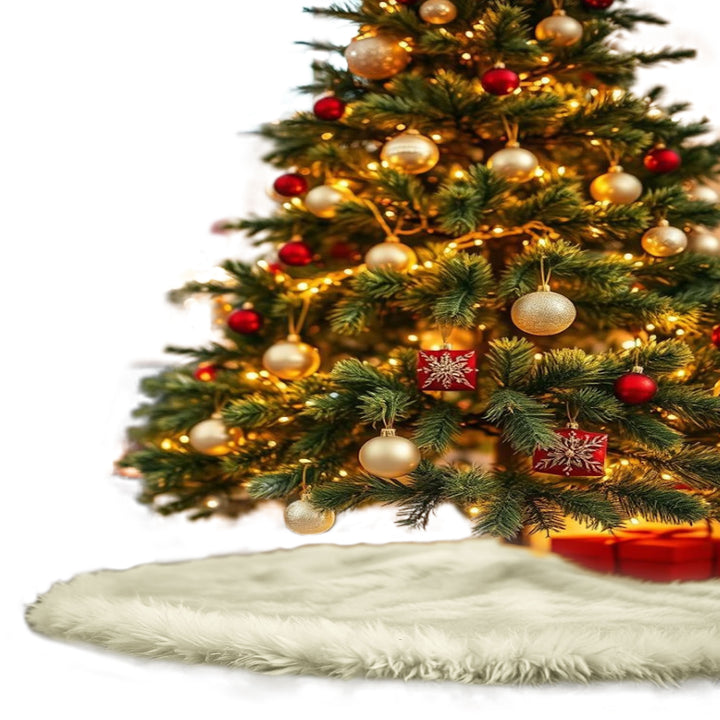 Premium Faux Fur Christmas Tree Skirt - 36 Inch | Luxurious Holiday Decorations