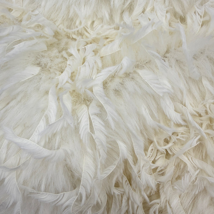 Off White feather mink faux fur fabric by the yard with soft long pile ideal for cosplay and home decor