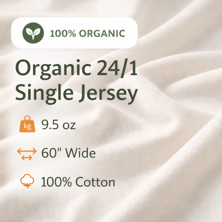 Organic Cotton Jersey Fabric 180 GSM | 60" Wide Knit