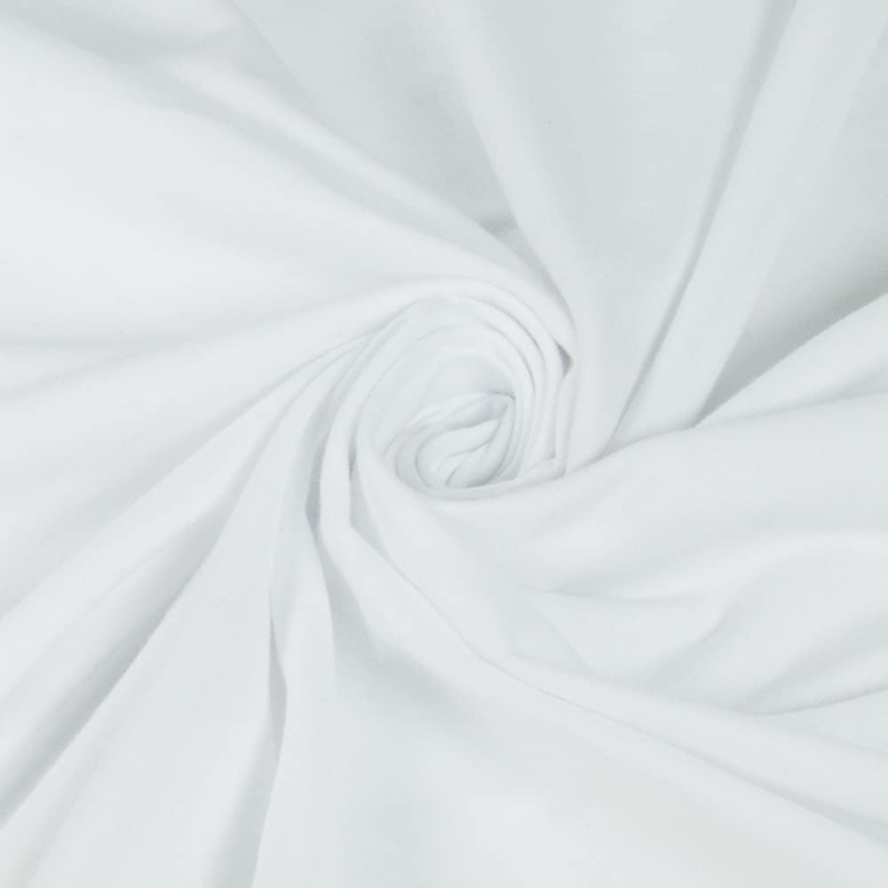 Close-up of white organic fabric with a subtle swirl pattern