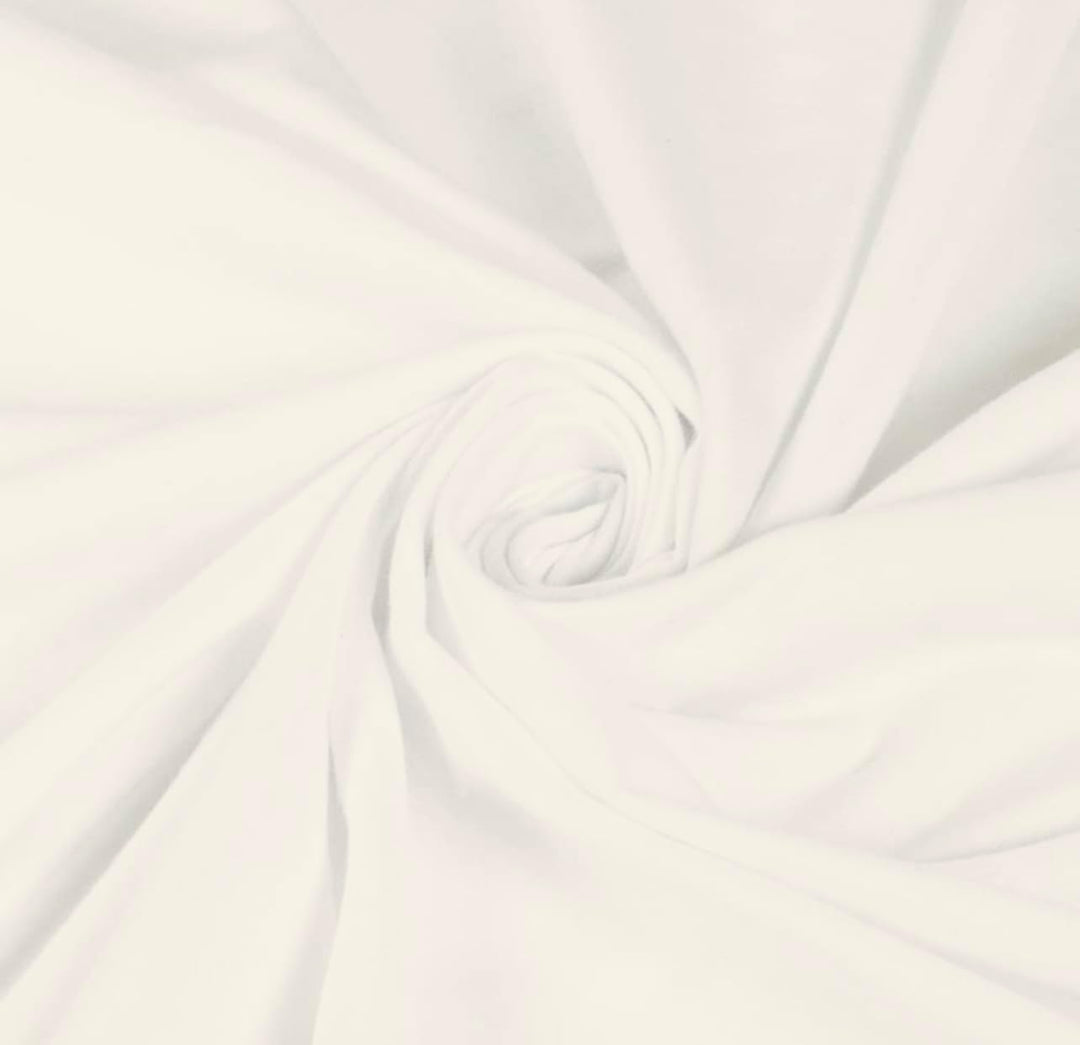 White PFD Organic jersey fabric with folds on a white background