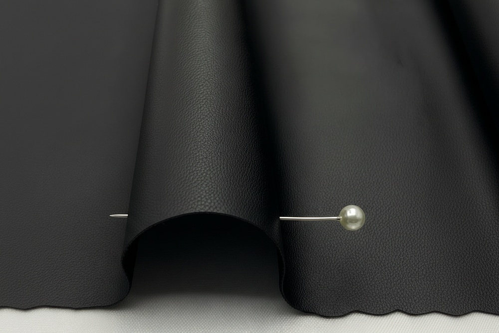 Black faux leather swatch