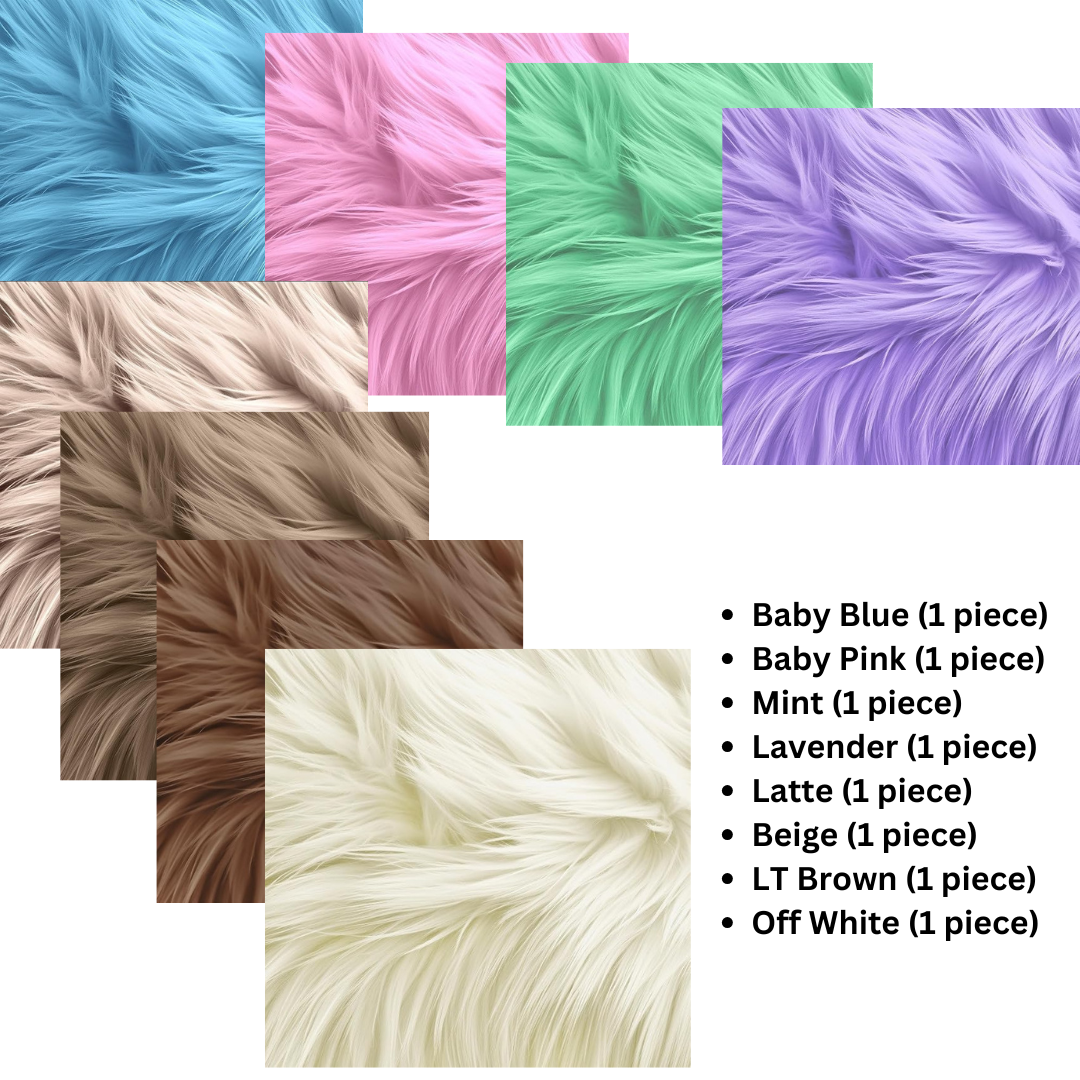 Square Faux Fur Fabric - 8 Pieces - 10" X 10" Inches Shaggy Fur Patches Fabric 