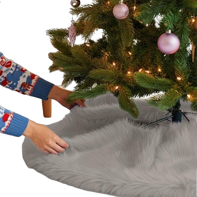 Falda de árbol de Navidad de piel sintética de primera calidad - 30 pulgadas | Decoraciones navideñas de lujo