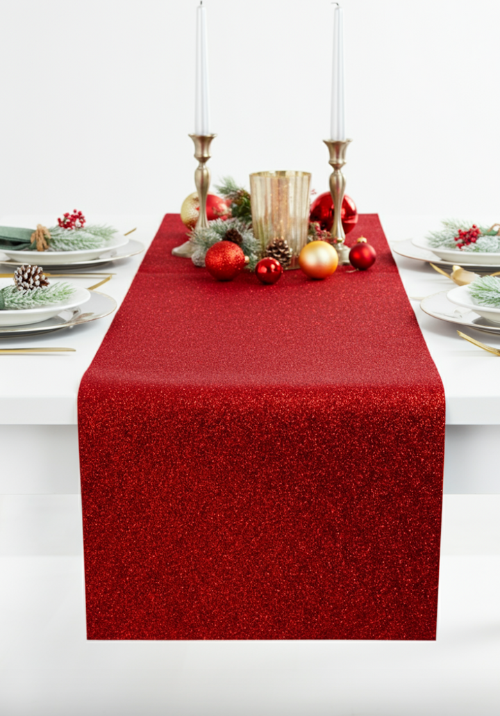 Sparkling Glitter Felt Table Runner Various Colors | FabricLA