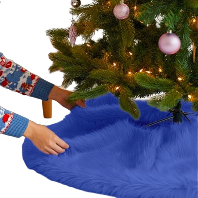 Falda de árbol de Navidad de piel sintética de primera calidad - 48 pulgadas | Decoraciones navideñas de lujo
