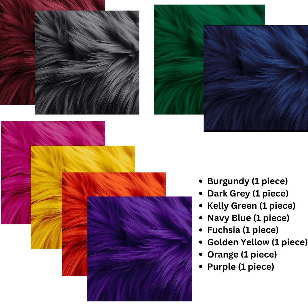 Square Faux Fur Fabric - 8 Pieces - 10" X 10" Inches Shaggy Fur Patches Fabric 