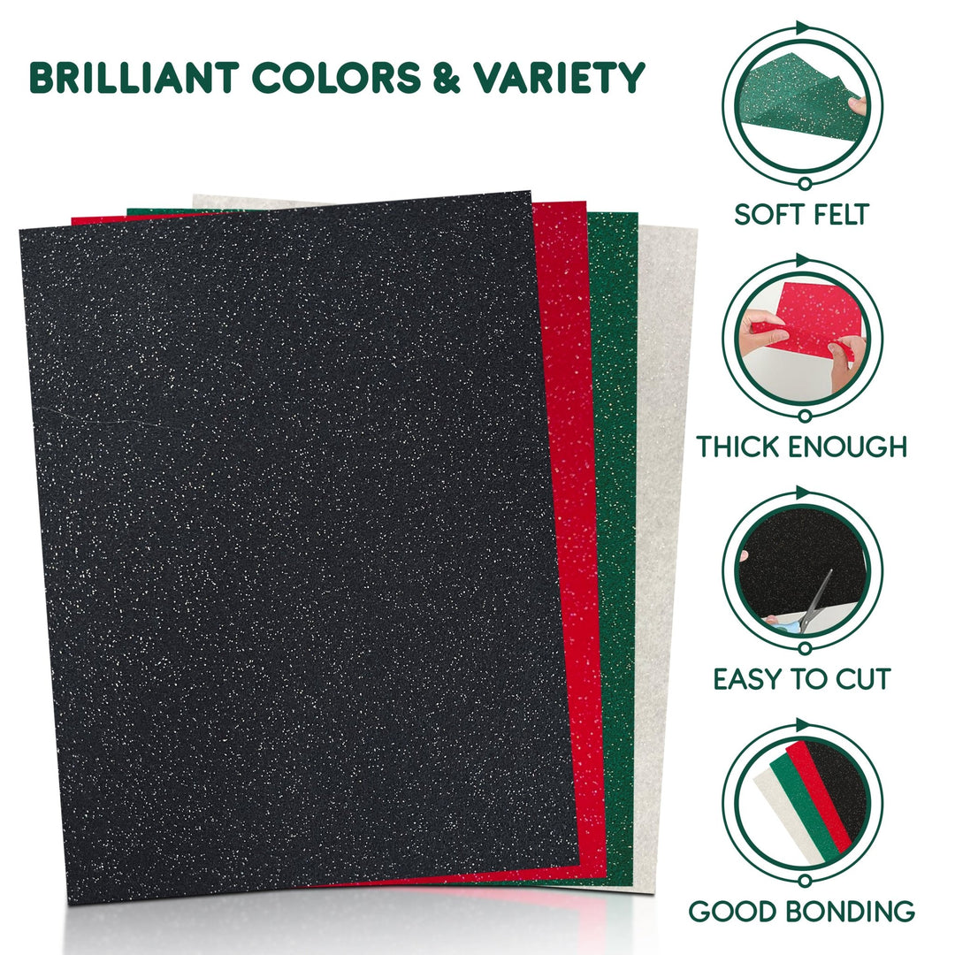 9x12 inches Glitter Felt Fabric Sheets | 1.6mm Thick | FabricLA - FabricLA.com