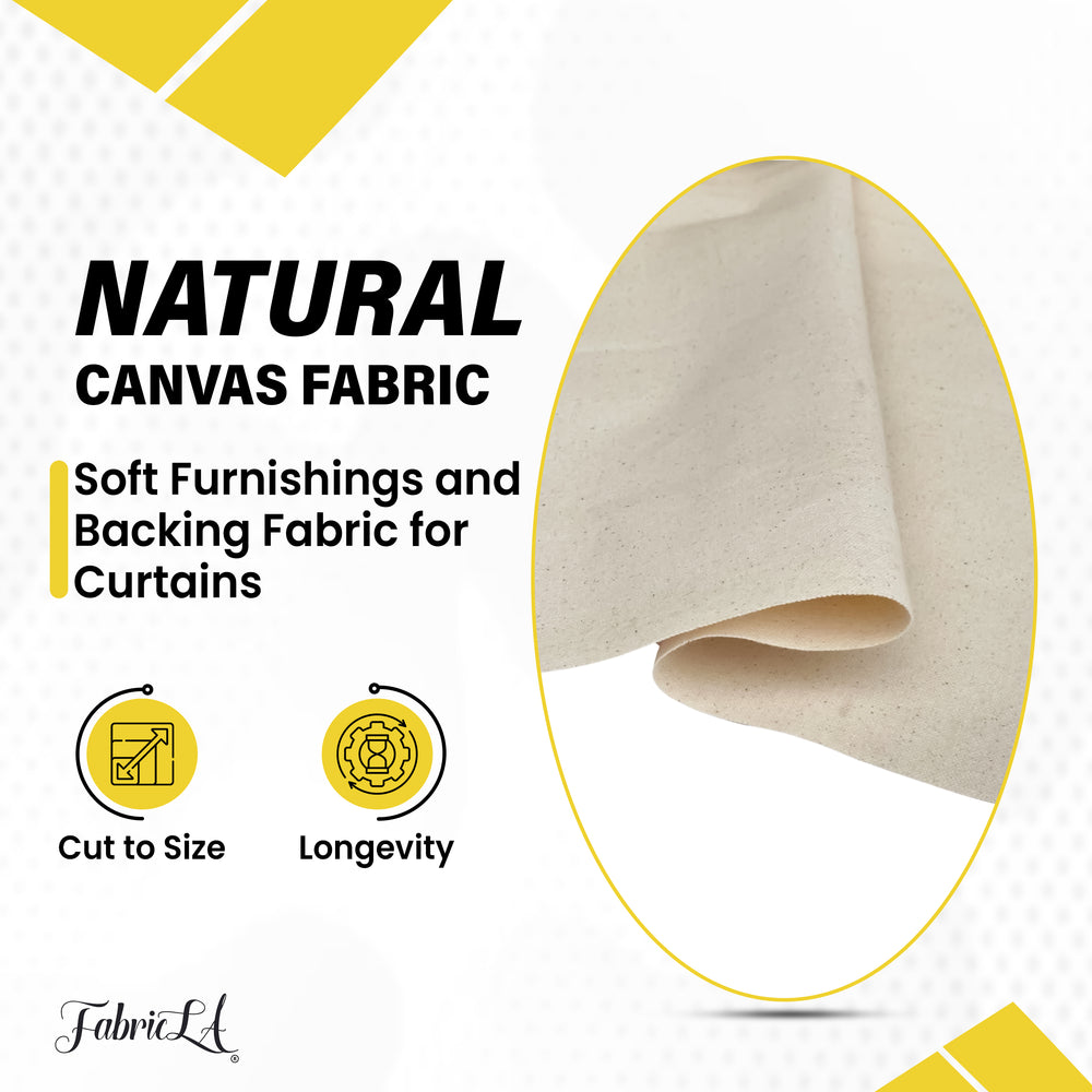 Cotton Canvas Fabric | Duck Canvas By the Yard - 62 inched Wide - 10 OZ Natural Color - FabricLA.com