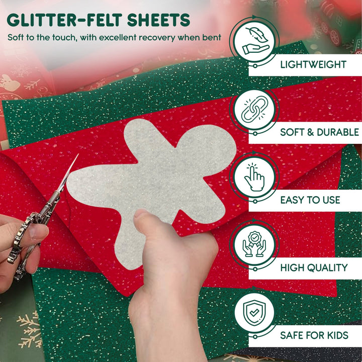 9x12 inches Glitter Felt Fabric Sheets | 1.6mm Thick | FabricLA - FabricLA.com