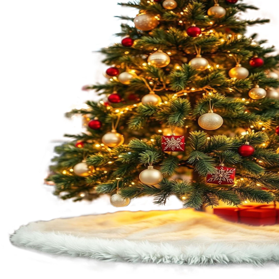 Premium Faux Fur Christmas Tree Skirt - 36 Inch | Luxurious Holiday Decorations