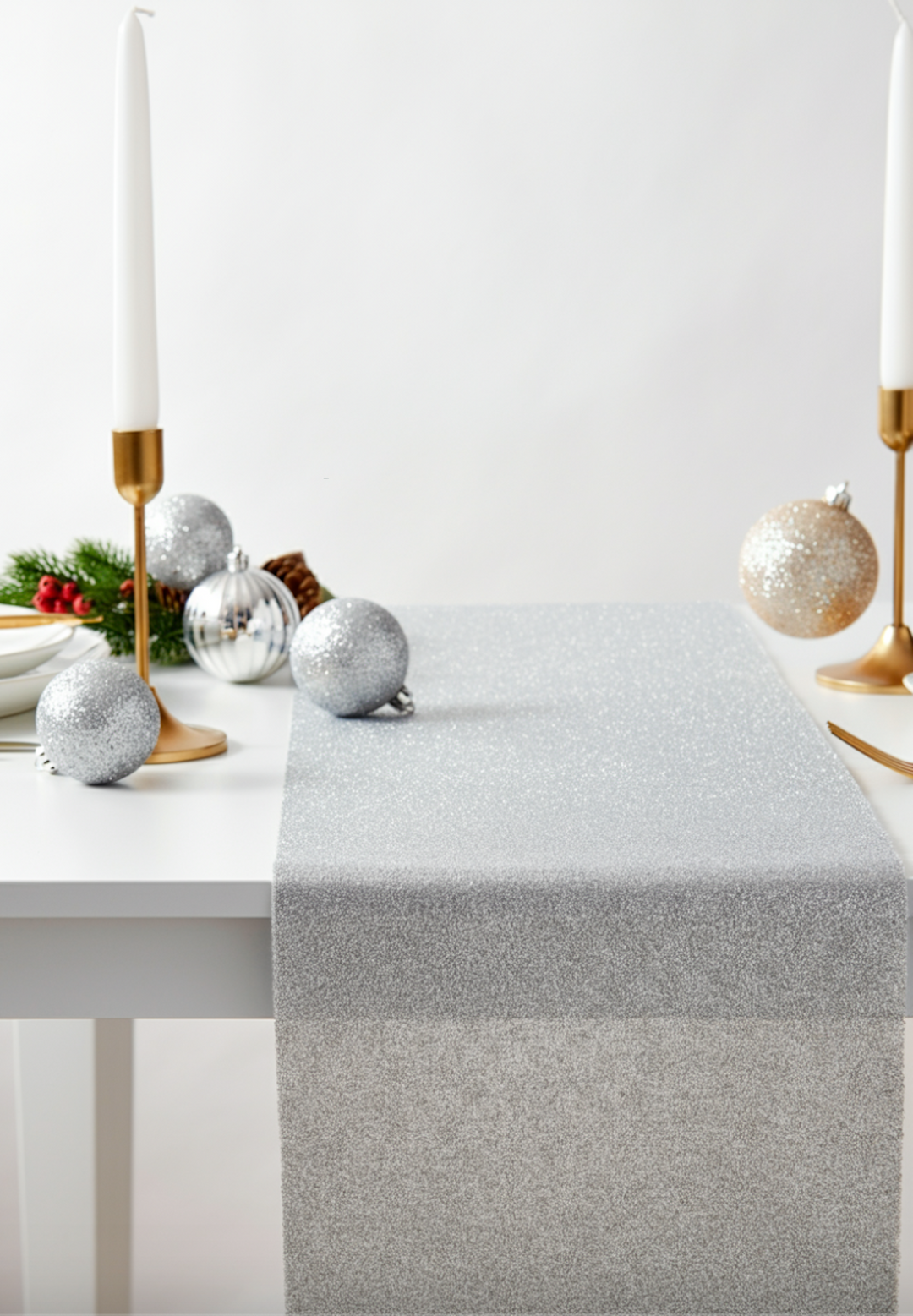 Sparkling Glitter Felt Table Runner Various Colors | FabricLA