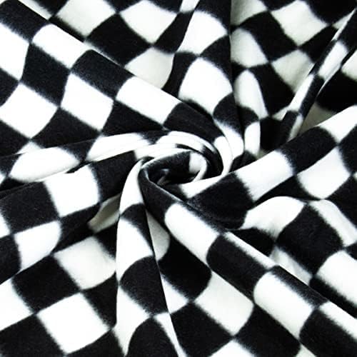 Soft anti-pill polar fleece fabric with black and white checkers for blankets, crafts, apparel