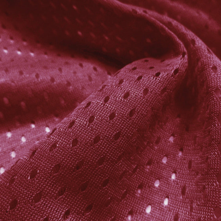 Football Mesh fabric in Cardinal, 100% polyester, sold by the yard