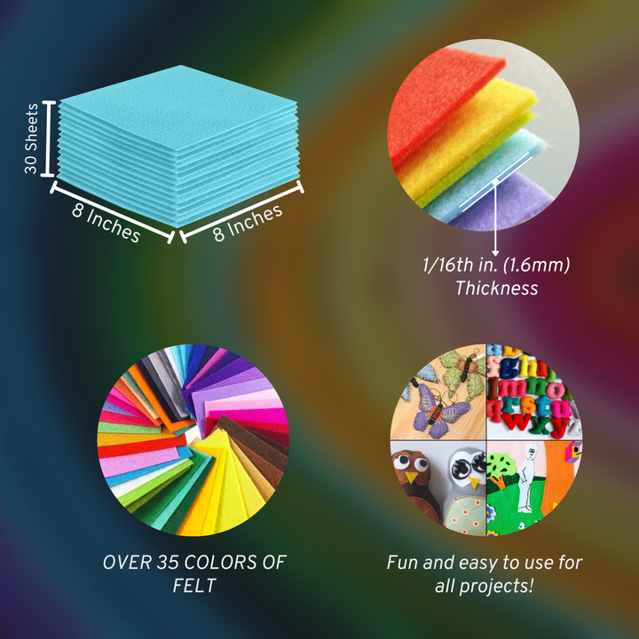 8x8 acrylic felt sheets – Baby Blue, 30 sheet pack