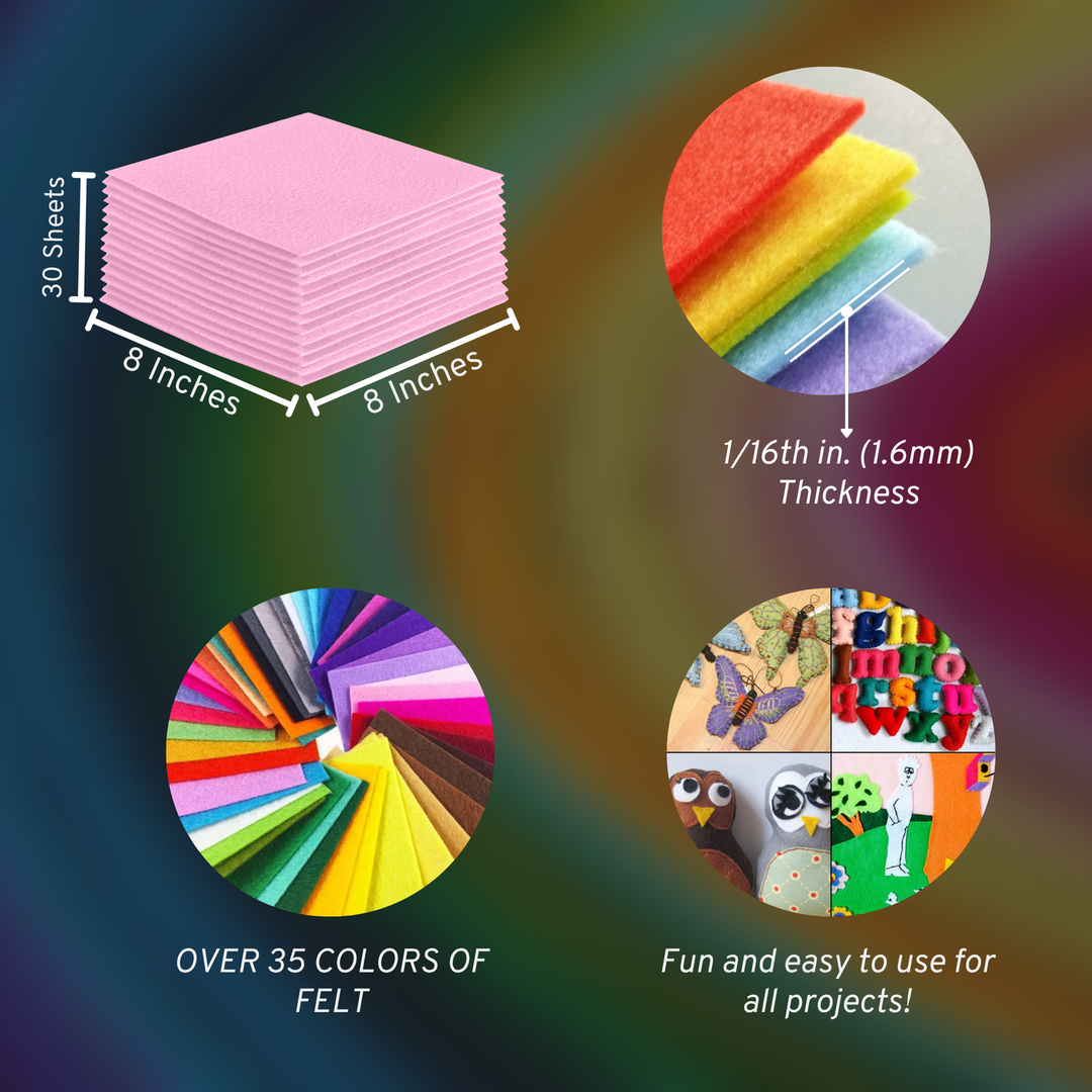 8x8 acrylic felt sheets – Baby Pink, 30 sheet pack