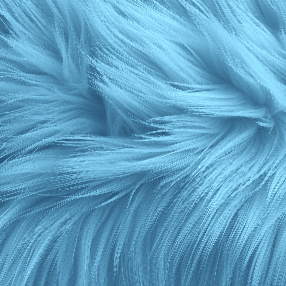 Faux Fur by the Yard Wholesale - Soft blue plush long pile fabric, perfect for designers and event planners.