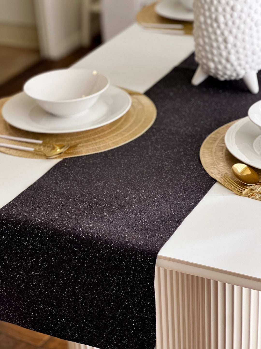 Sparkling Glitter Felt Table Runner Various Colors | FabricLA