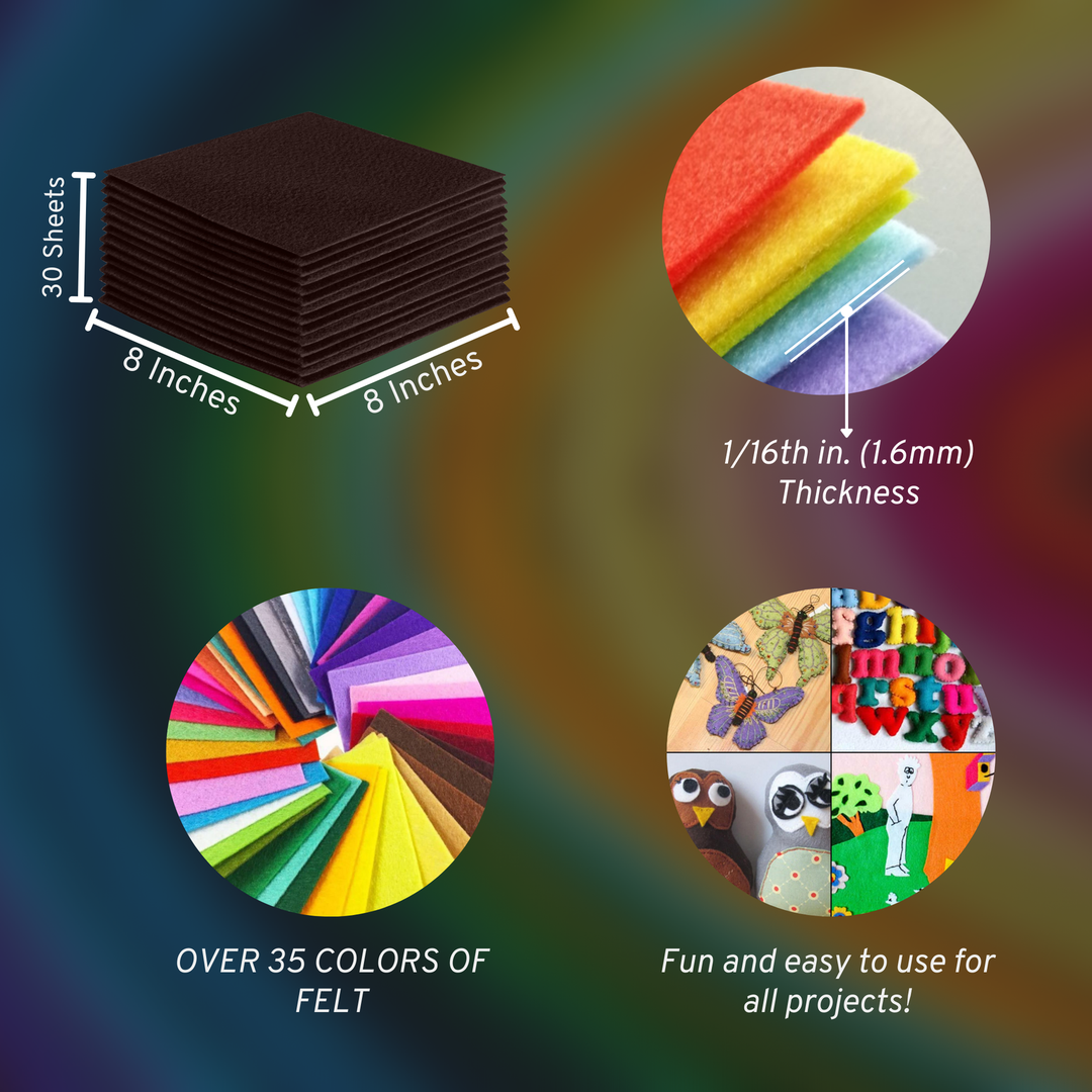 8x8 acrylic felt sheets – Brown, 30 sheet pack