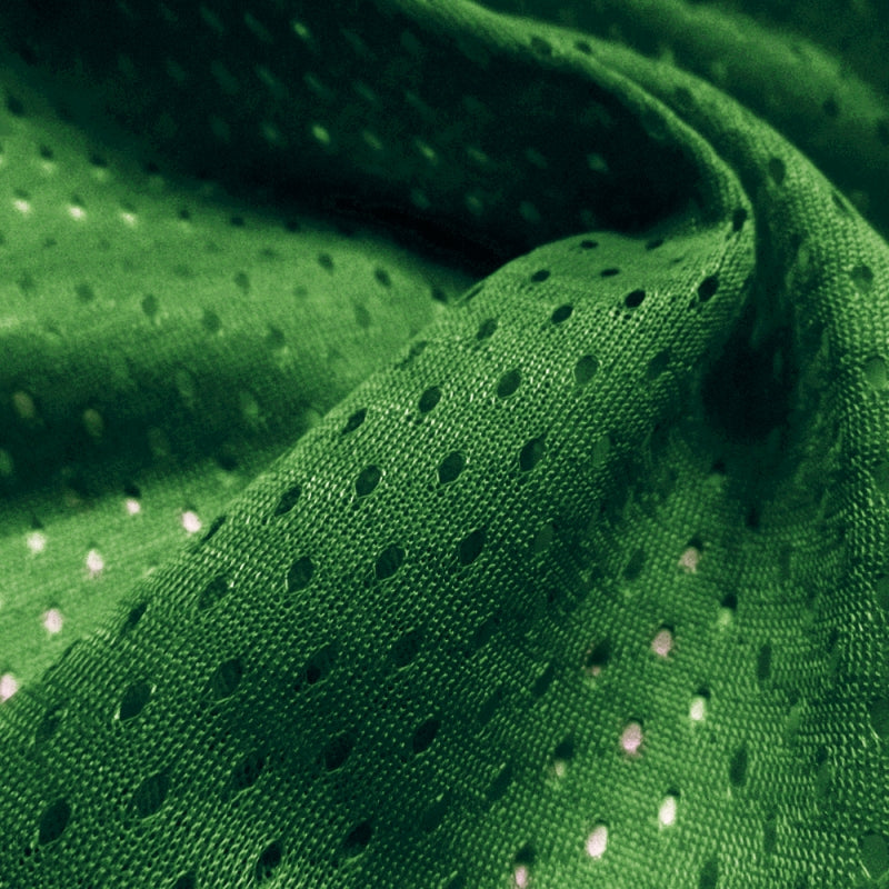 Football Mesh fabric in Hunter Green, 100% polyester, sold by the yard