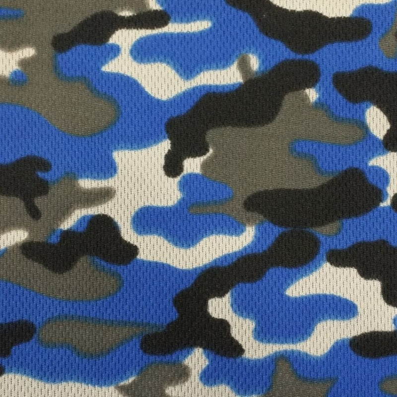 Camouflage Dimple Mesh fabric in Royal, sold by the yard