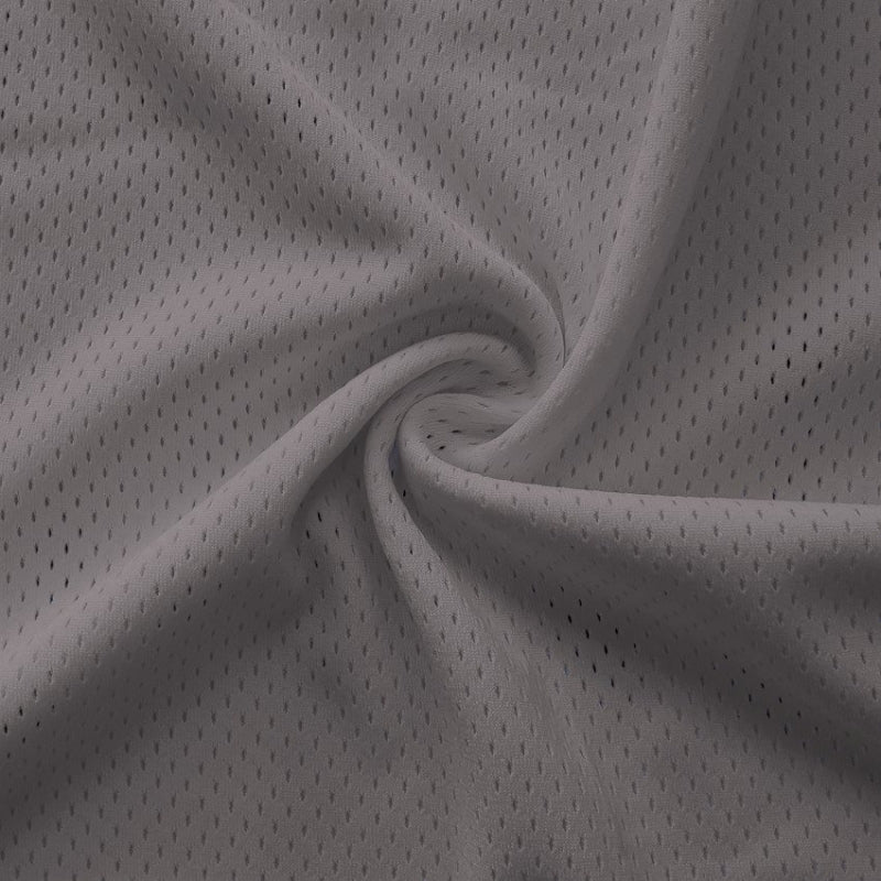 Athletic Pro Mesh Jersey fabric in Silver, sold by the yard