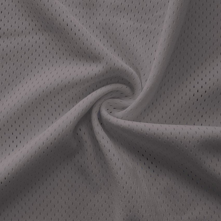 Athletic Pro Mesh Jersey fabric in Silver, sold by the yard