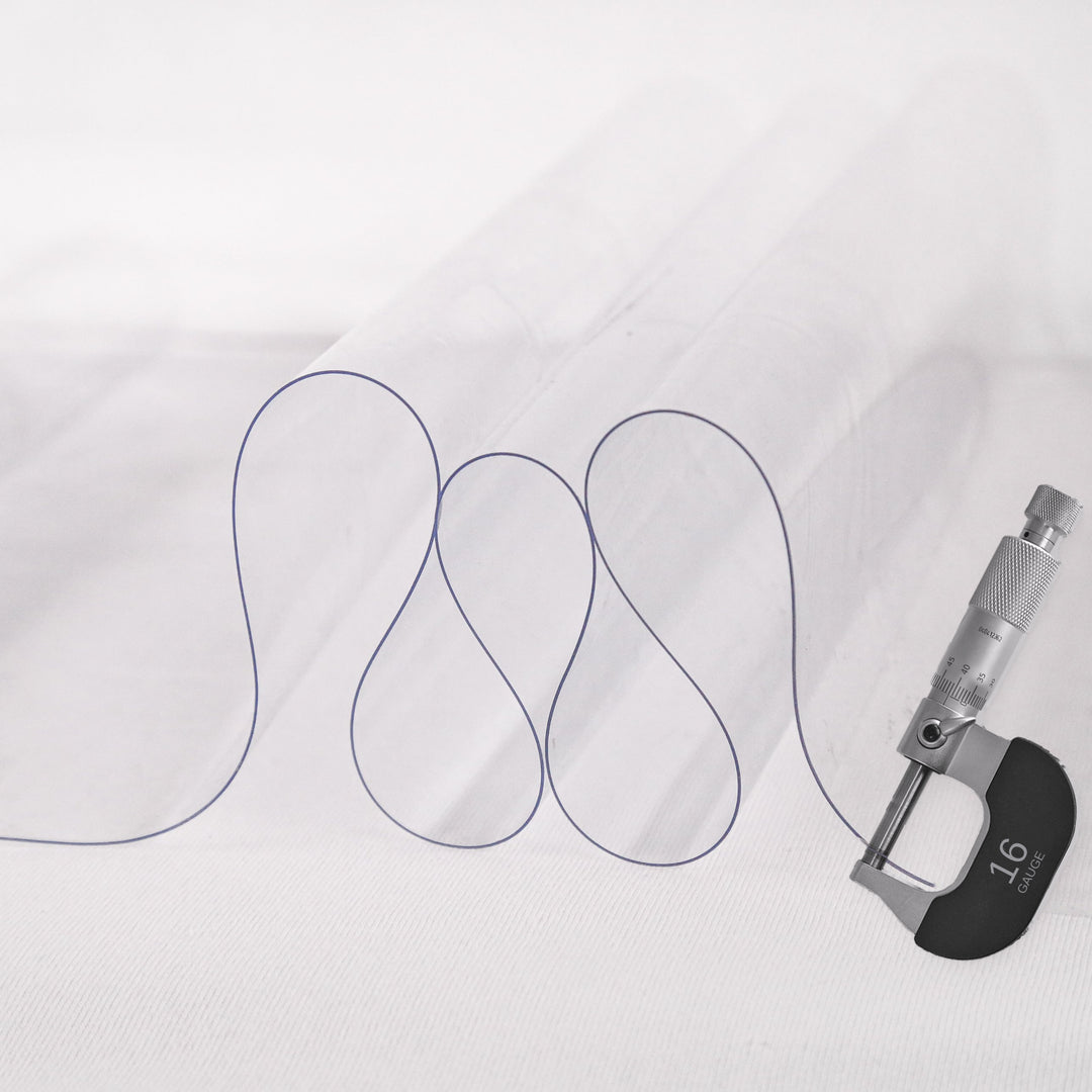 16 gauge clear vinyl thickness measured with a micrometer | FabricLA